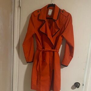 Dark orange and navy accent trench nautical double breasted trench coat